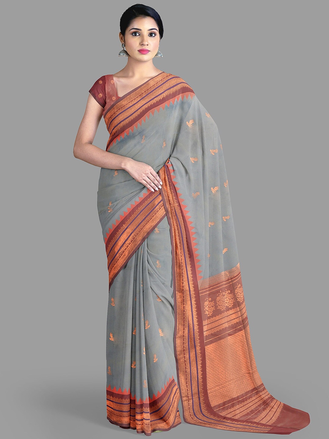 

The Chennai Silks Floral Woven Design Banarasi Saree, Grey