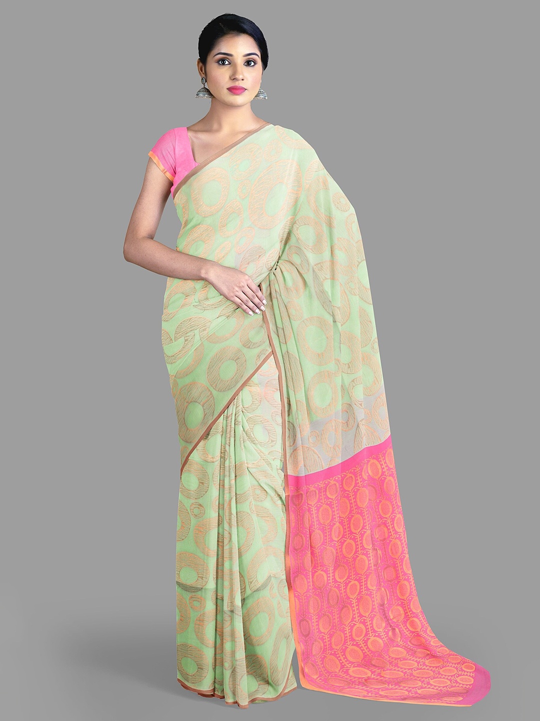 

The Chennai Silks Woven Design Maheshwari Saree, Green