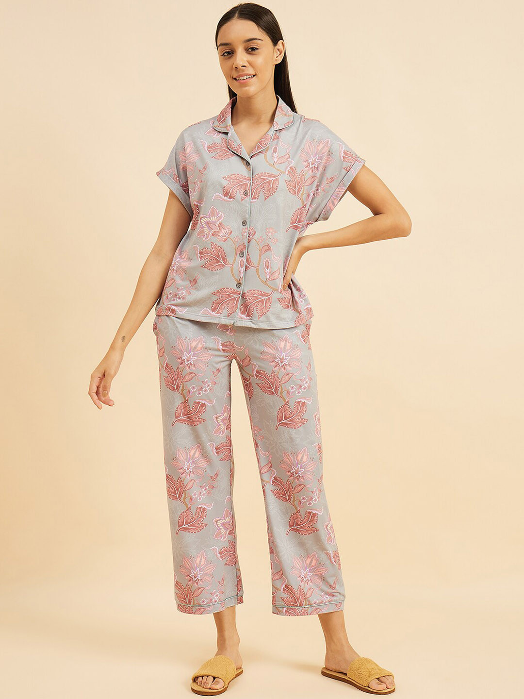 

Sweet Dreams Green Floral Printed Night Suit