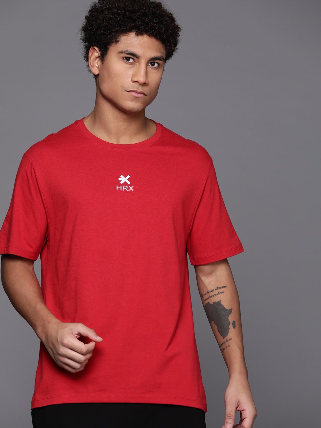 

HRX by Hrithik Roshan Men Drop-Shoulder Sleeves Training T-shirt, Red