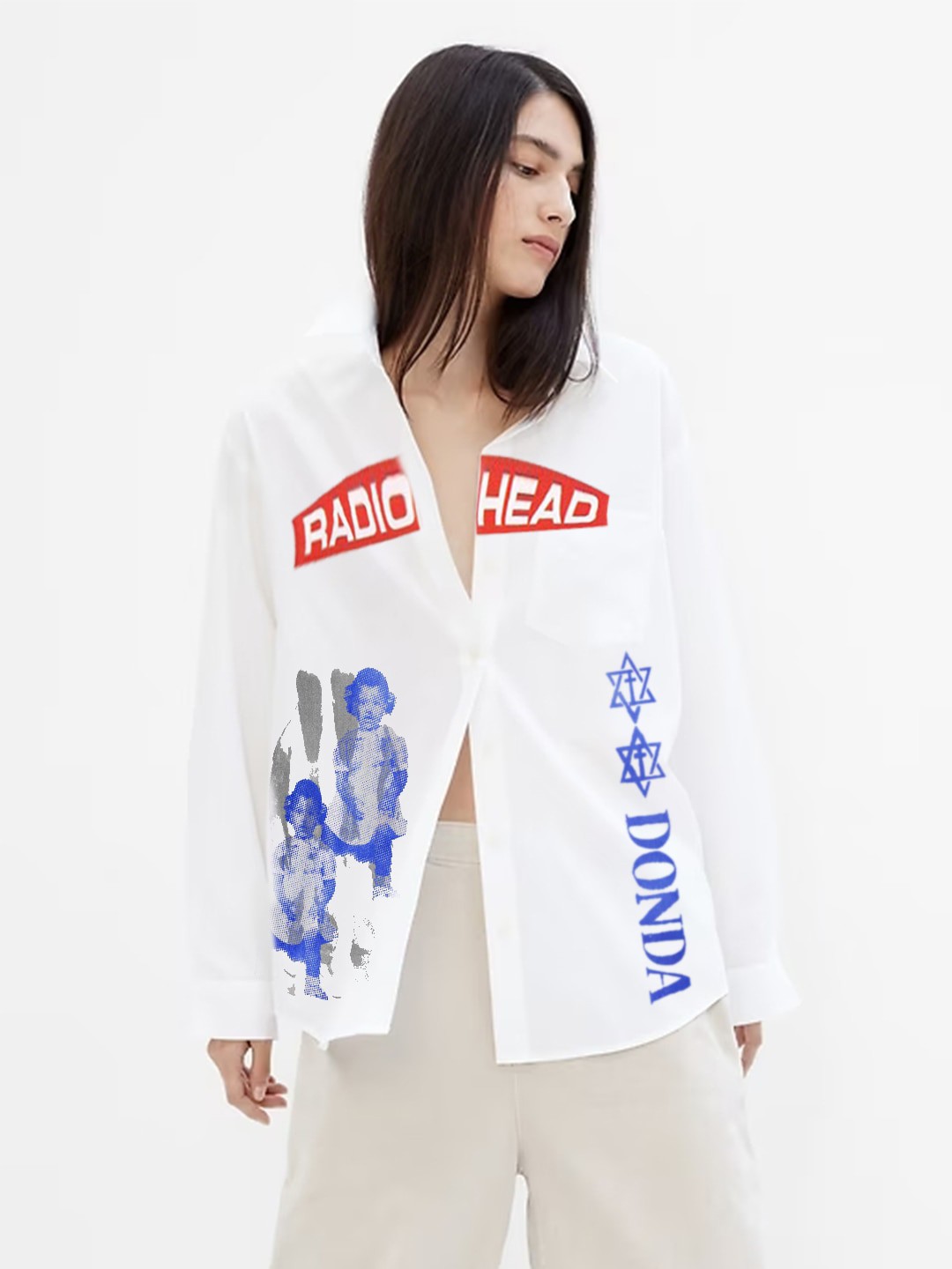 

HERSHEINBOX Opaque Typography Printed Cotton Casual Shirt, White