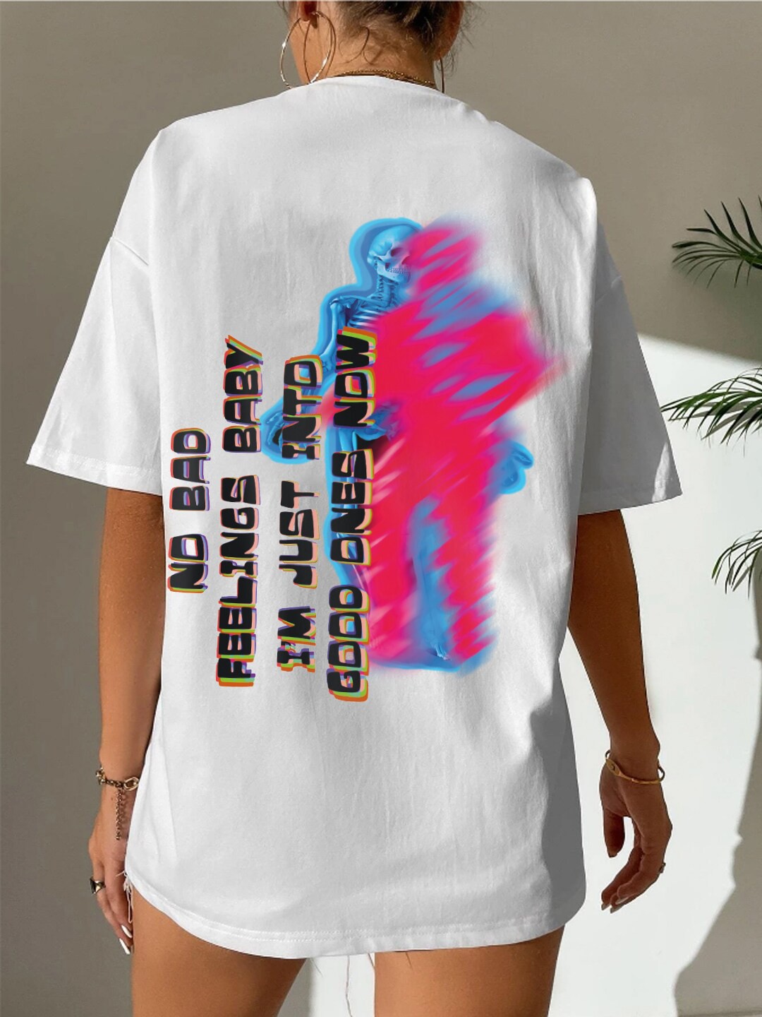 HERSHEINBOX Typography Printed Cotton T-shirt, White