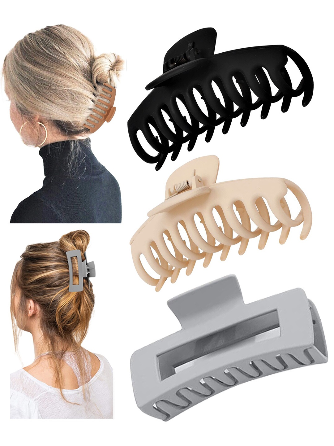

Xivir Set of 3 Claw Clip, Grey