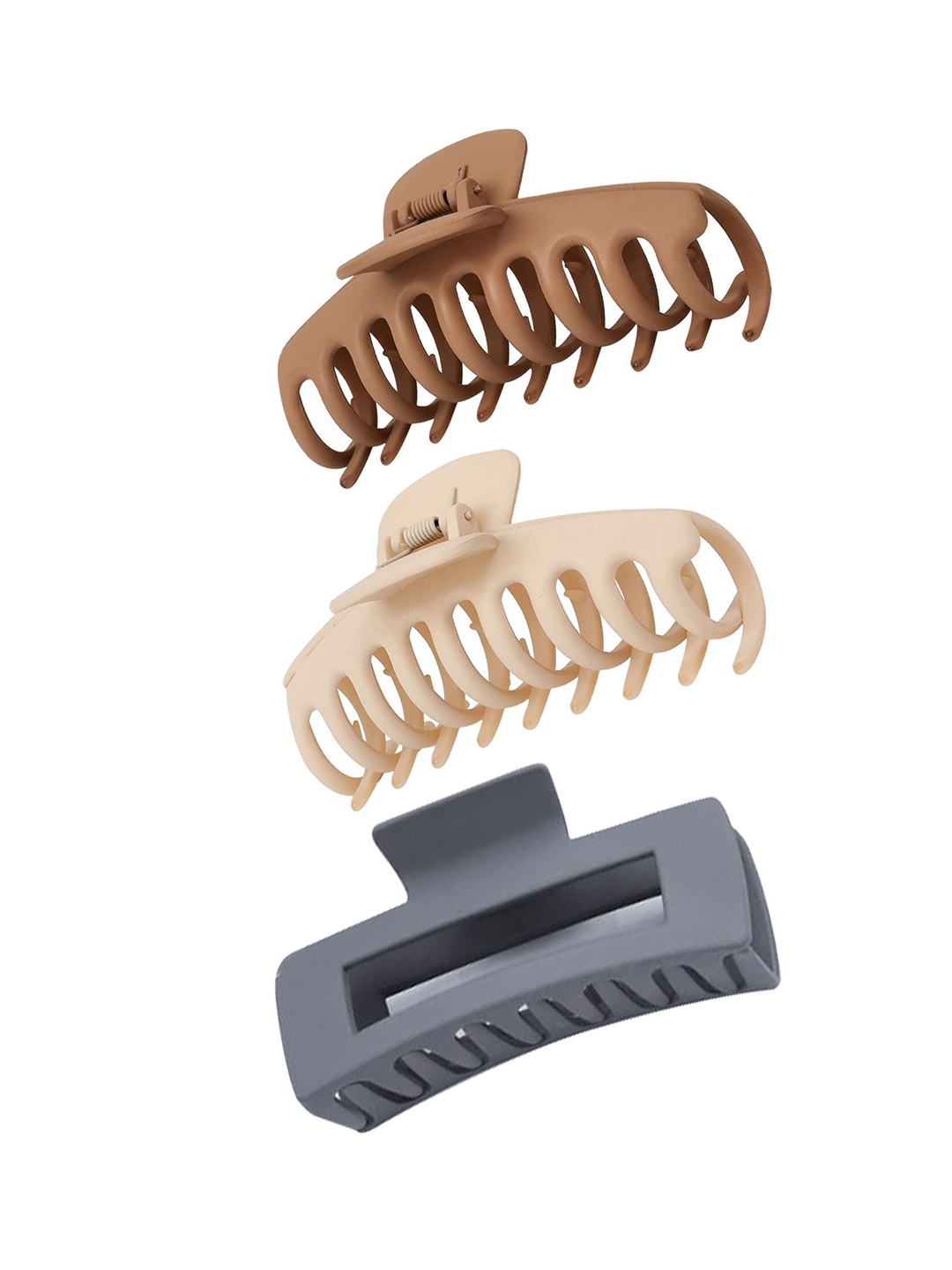 

Xivir Set of 3 Rectangular & Jambo Claw Clips, Grey