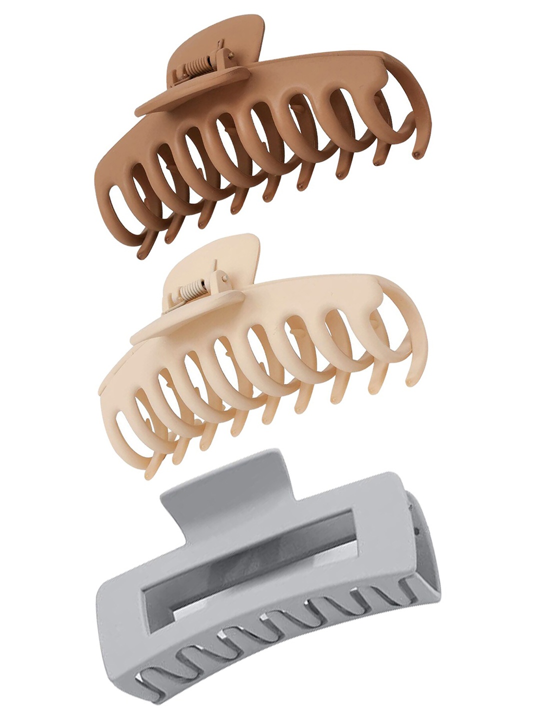 

Xivir Set Of 3 Rectangular & Jambo Claw Clips, Grey