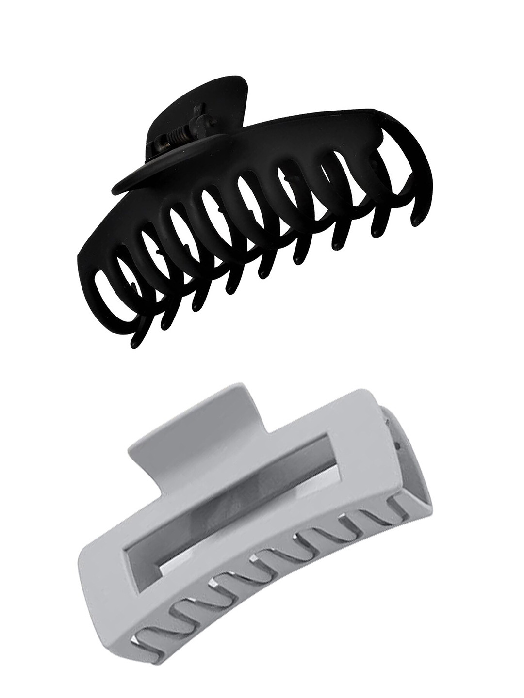 

Xivir Set of 2 Rectangular & Jumbo Hair Claw Clips, Grey