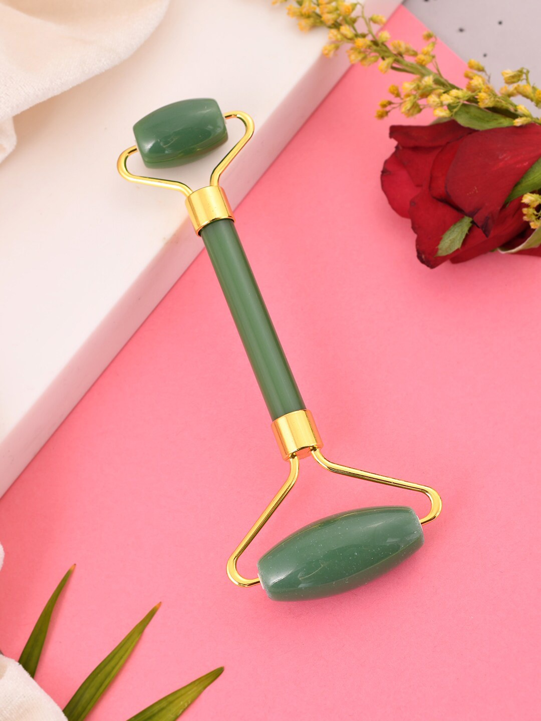 

Silvermerc Designs 100% Real Jade Face Derma Roller Massage Tool - Green