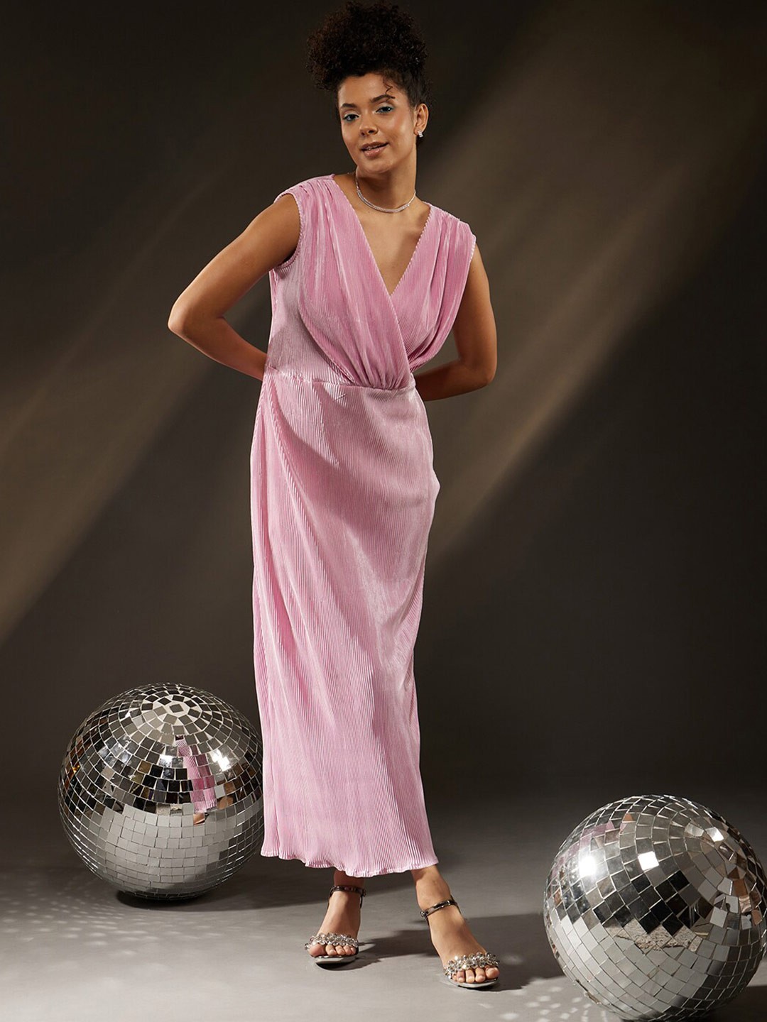 

BAESD V-Neck Sleeveless Maxi Wrap Dress, Pink