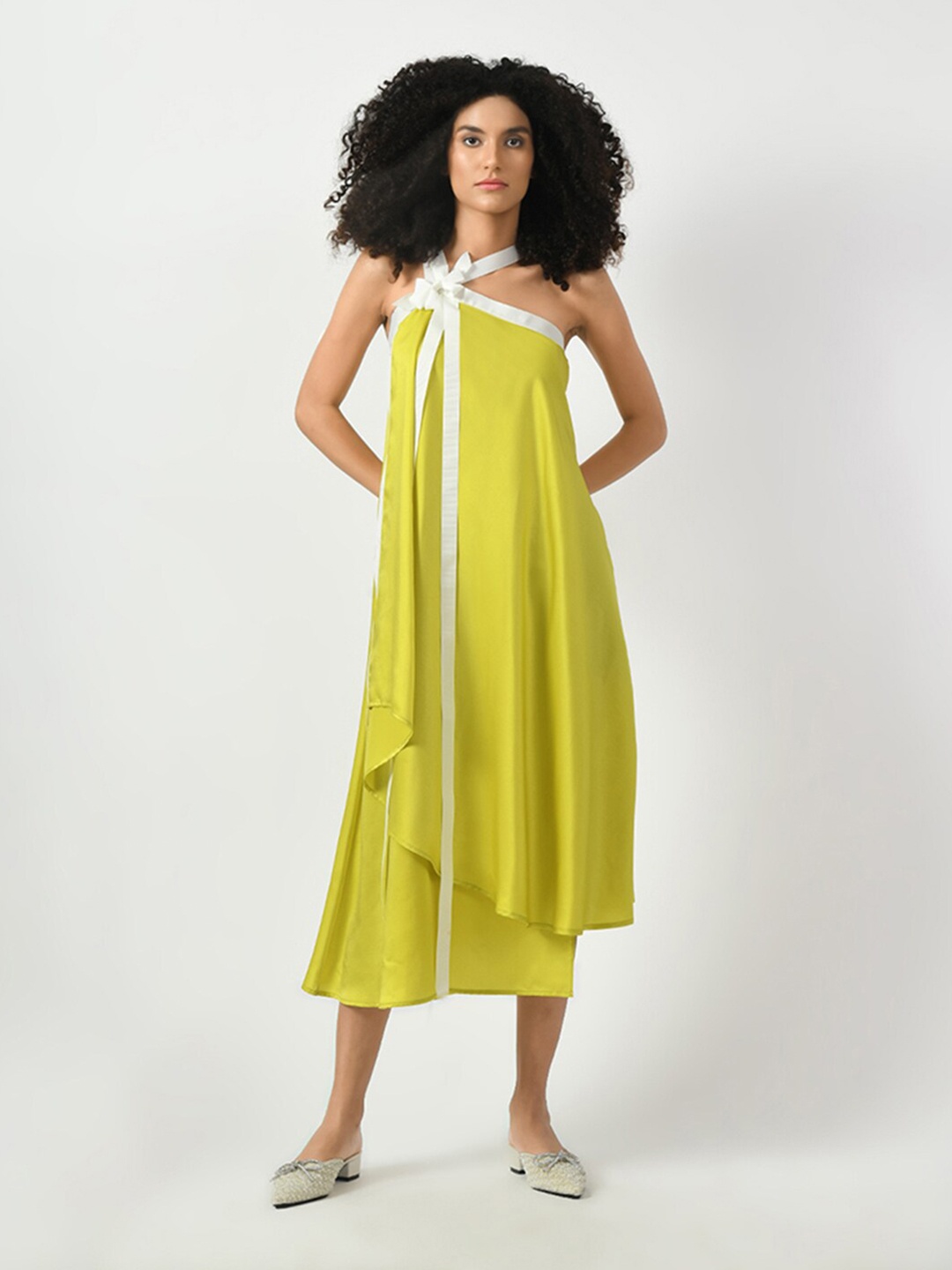 

OFFICE & YOU Crepe A-Line Midi Dress, Olive