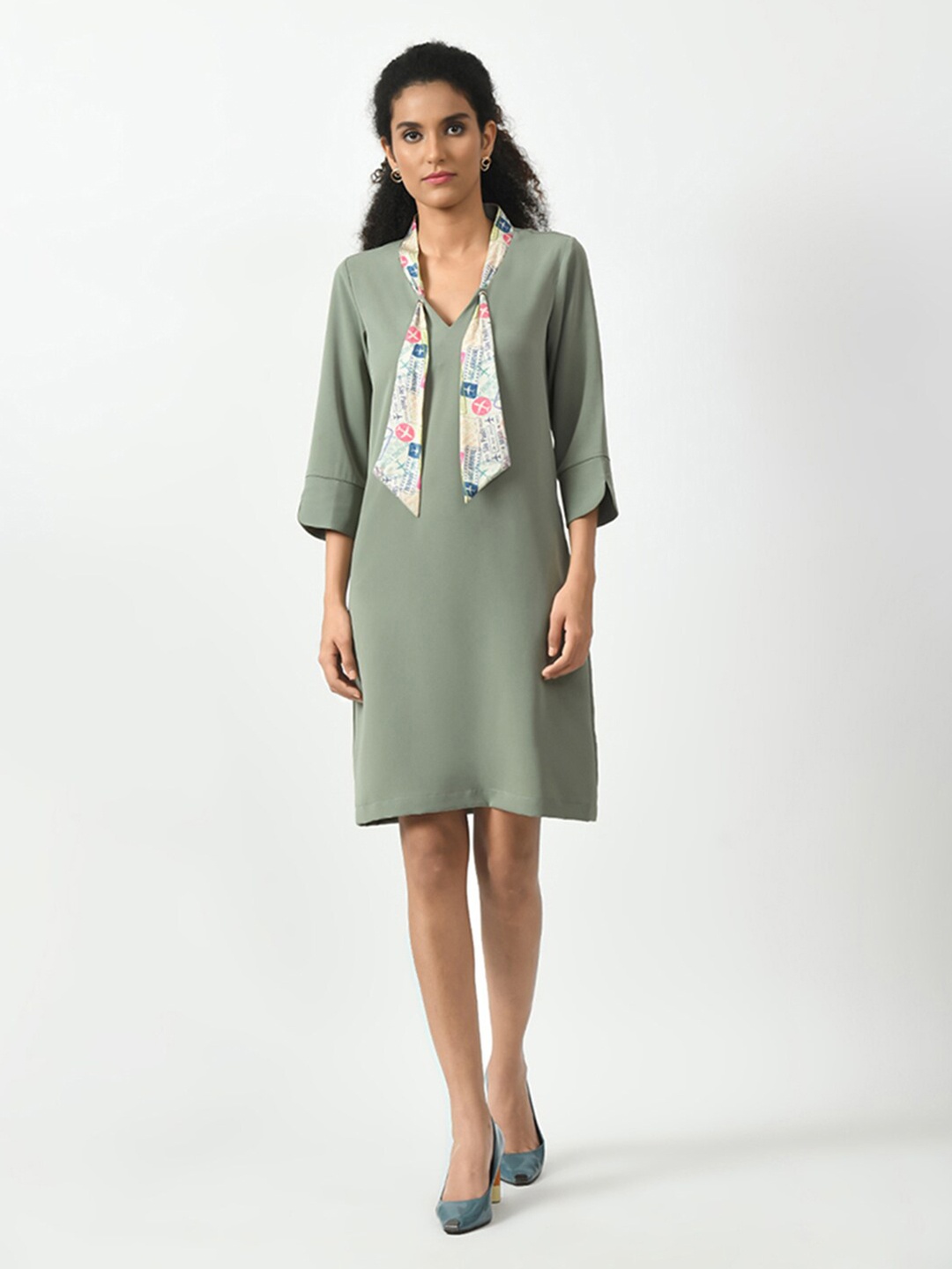 

OFFICE & YOU Crepe Formal A-Line Dress, Green