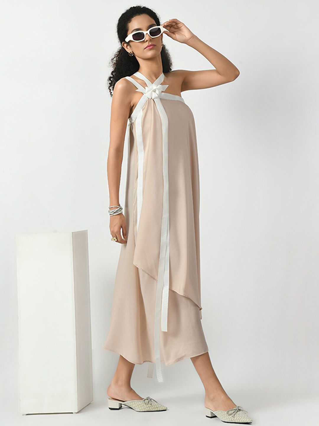 

OFFICE & YOU Crepe Ribbed Maxi Dress, Off white