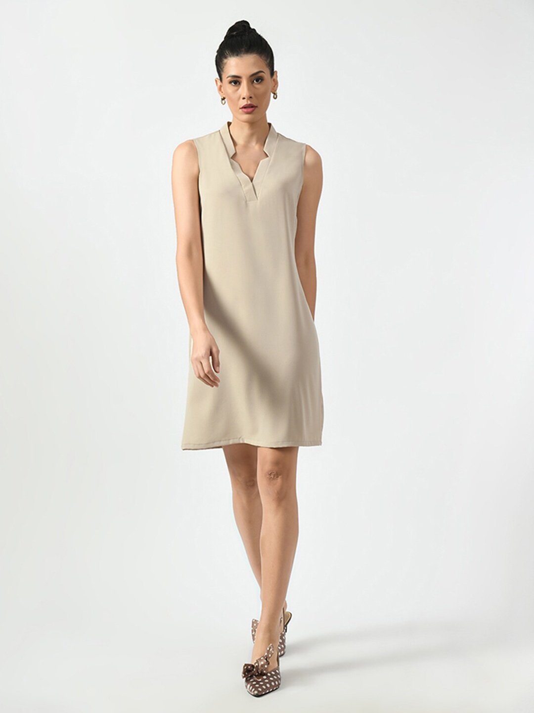 

OFFICE & YOU Crepe Formal A-Line Dress, Beige