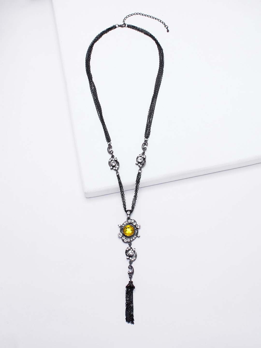 

Rhea Crystals Stone Studded Necklace, Yellow