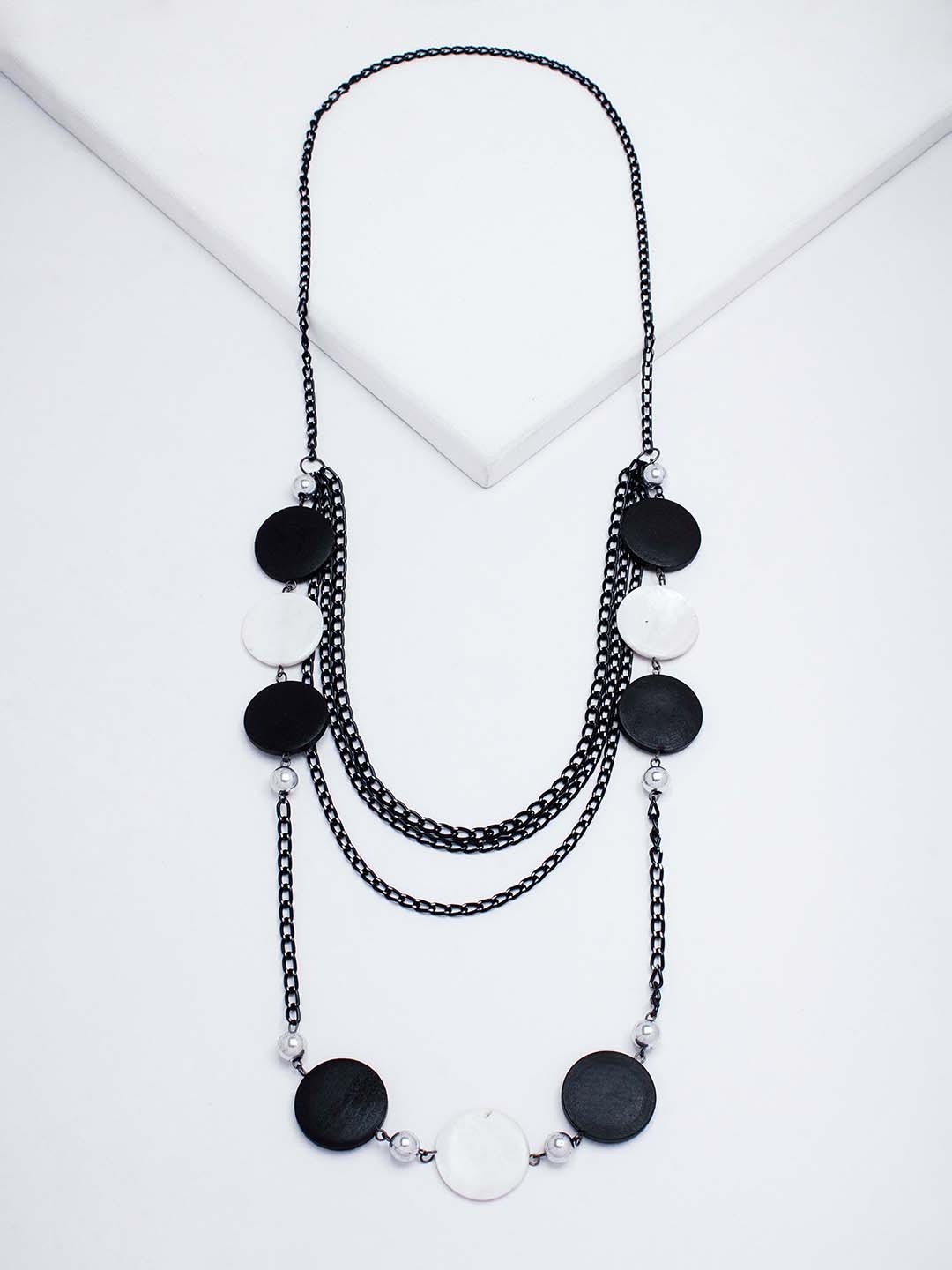 

Rhea Artificial Beads Layered Necklace, Black