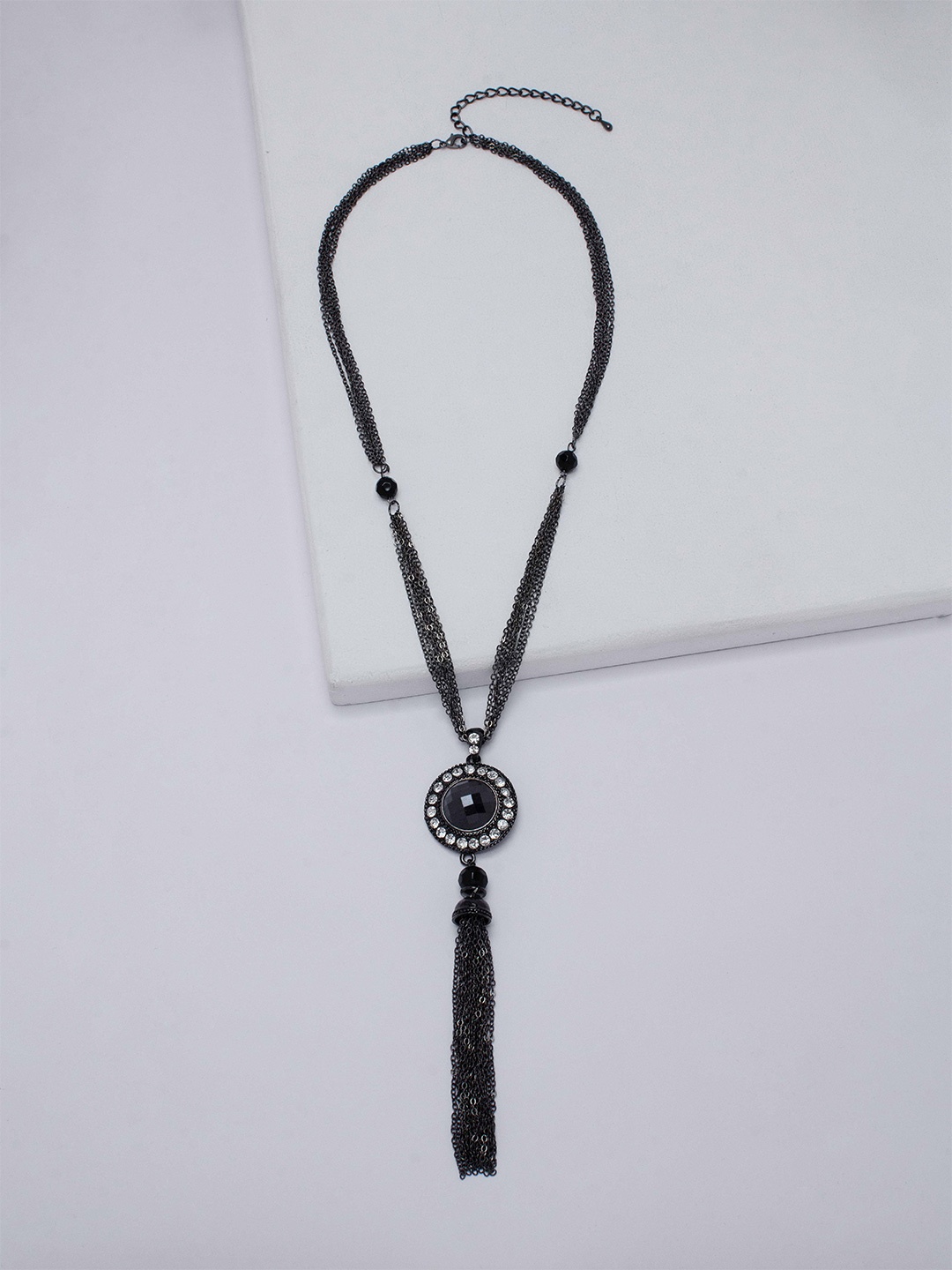 

Rhea Crystals Stone Studded Necklace, Black