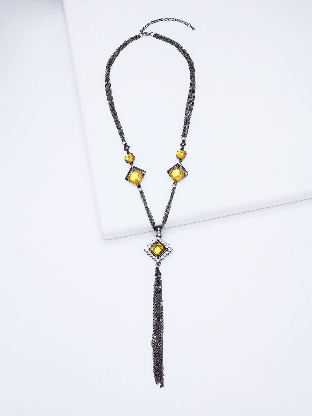 

Rhea Citrine Stone Studded Necklace, Yellow