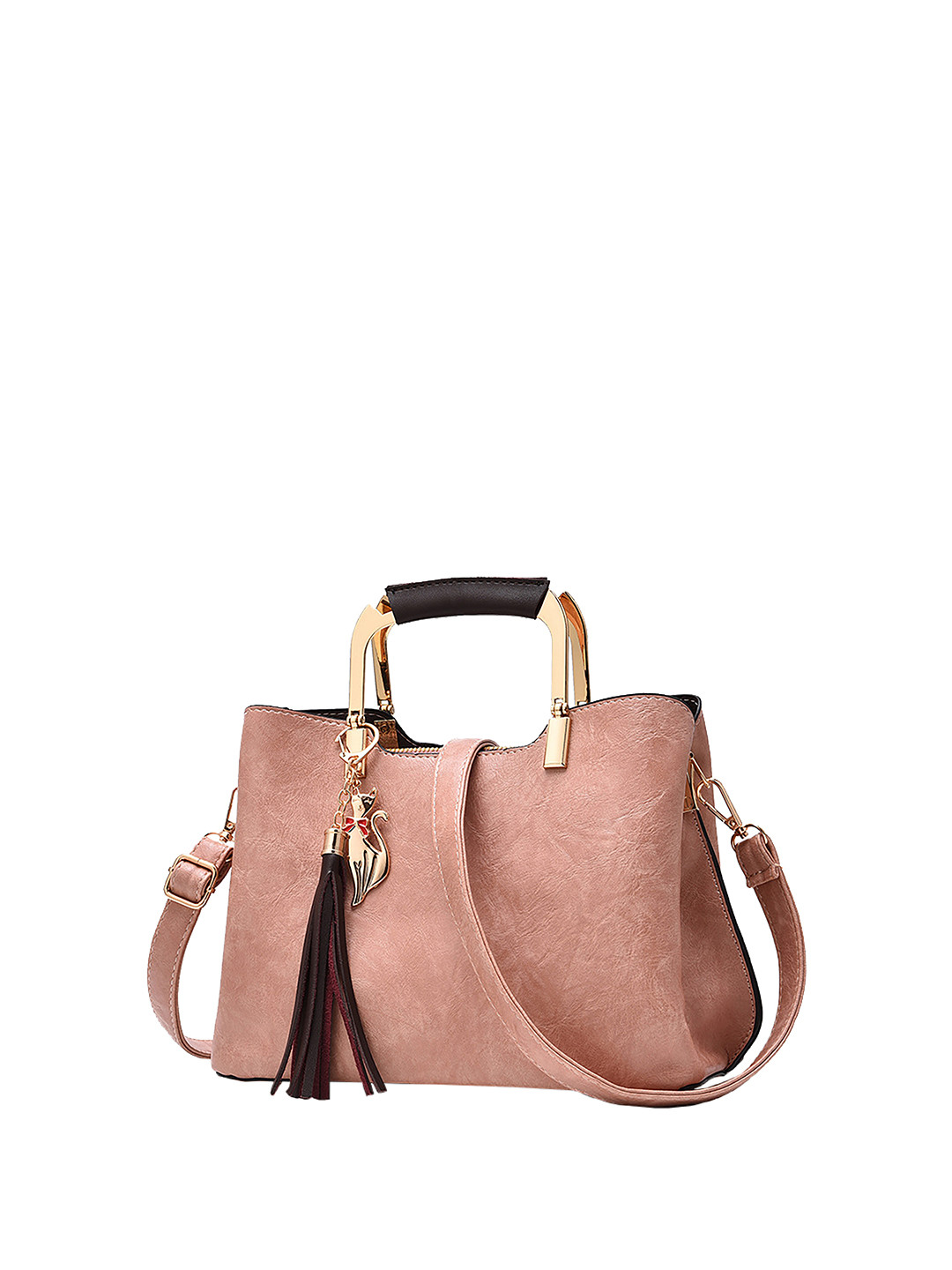 

SYGA Structured Handheld Bag With Tasselled, Pink