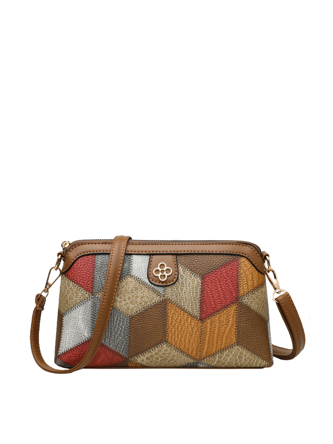 

SYGA Textured Leather Structured Sling Bag, Beige
