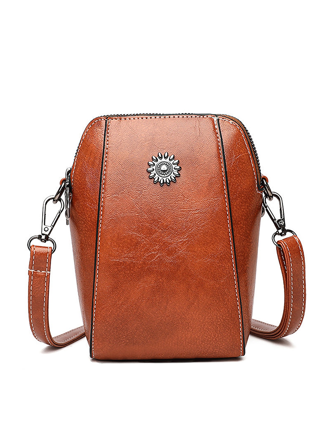 

SYGA Textured Leather Sling Bag, Brown