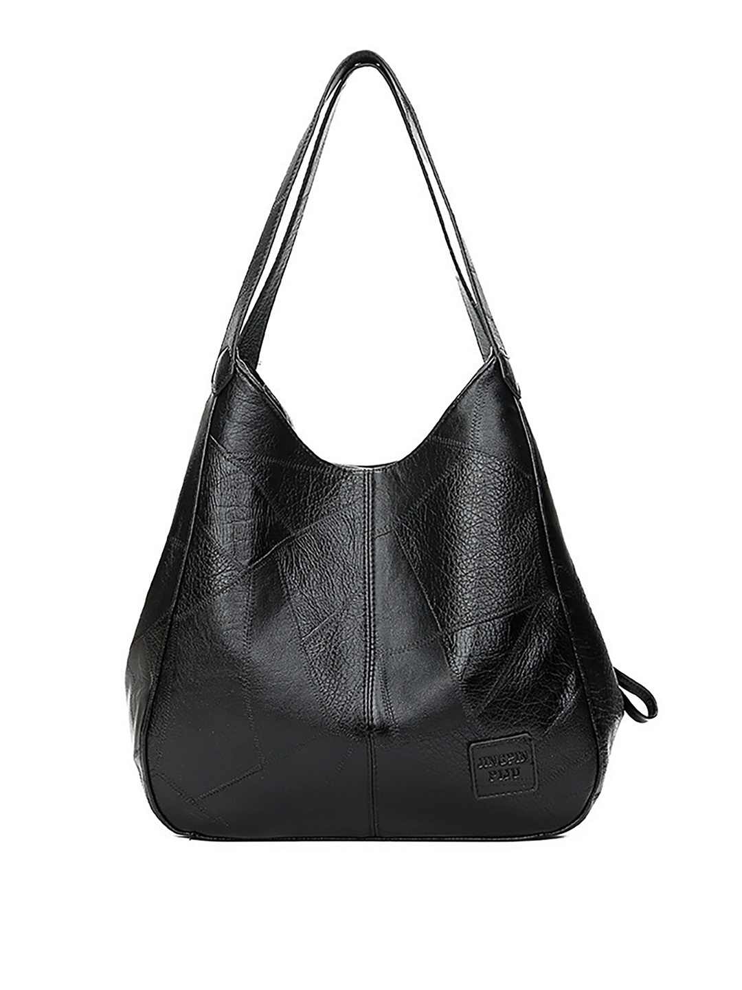 SYGA Textured Leather Oversized Shopper Tote Bag, Black