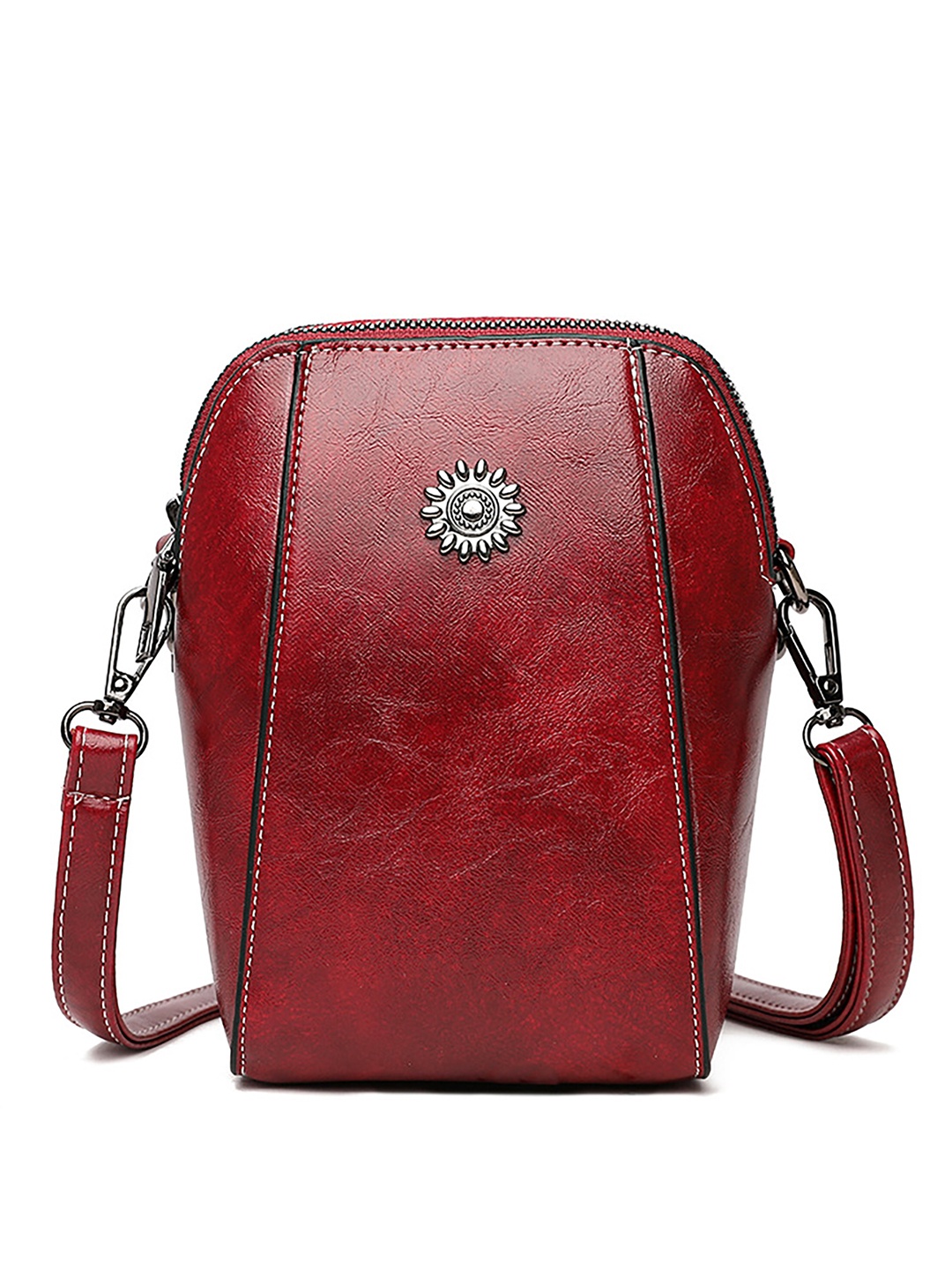 

SYGA Textured Leather Sling Bag, Red