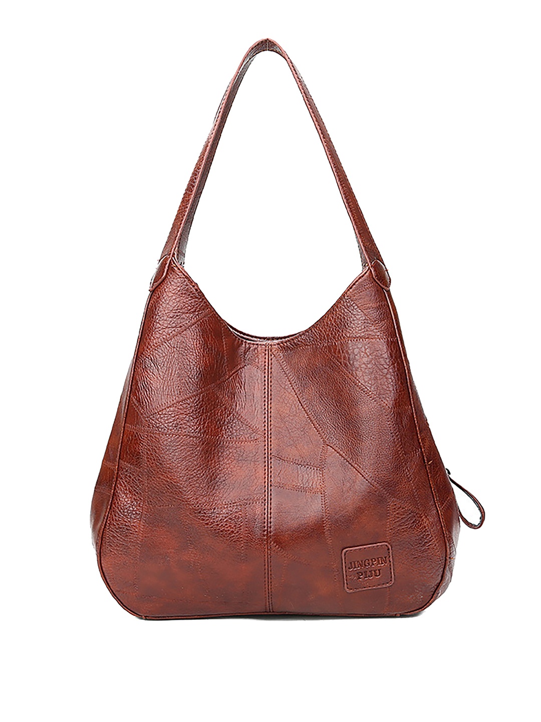 

SYGA Textured Leather Oversized Shopper Tote Bag, Brown