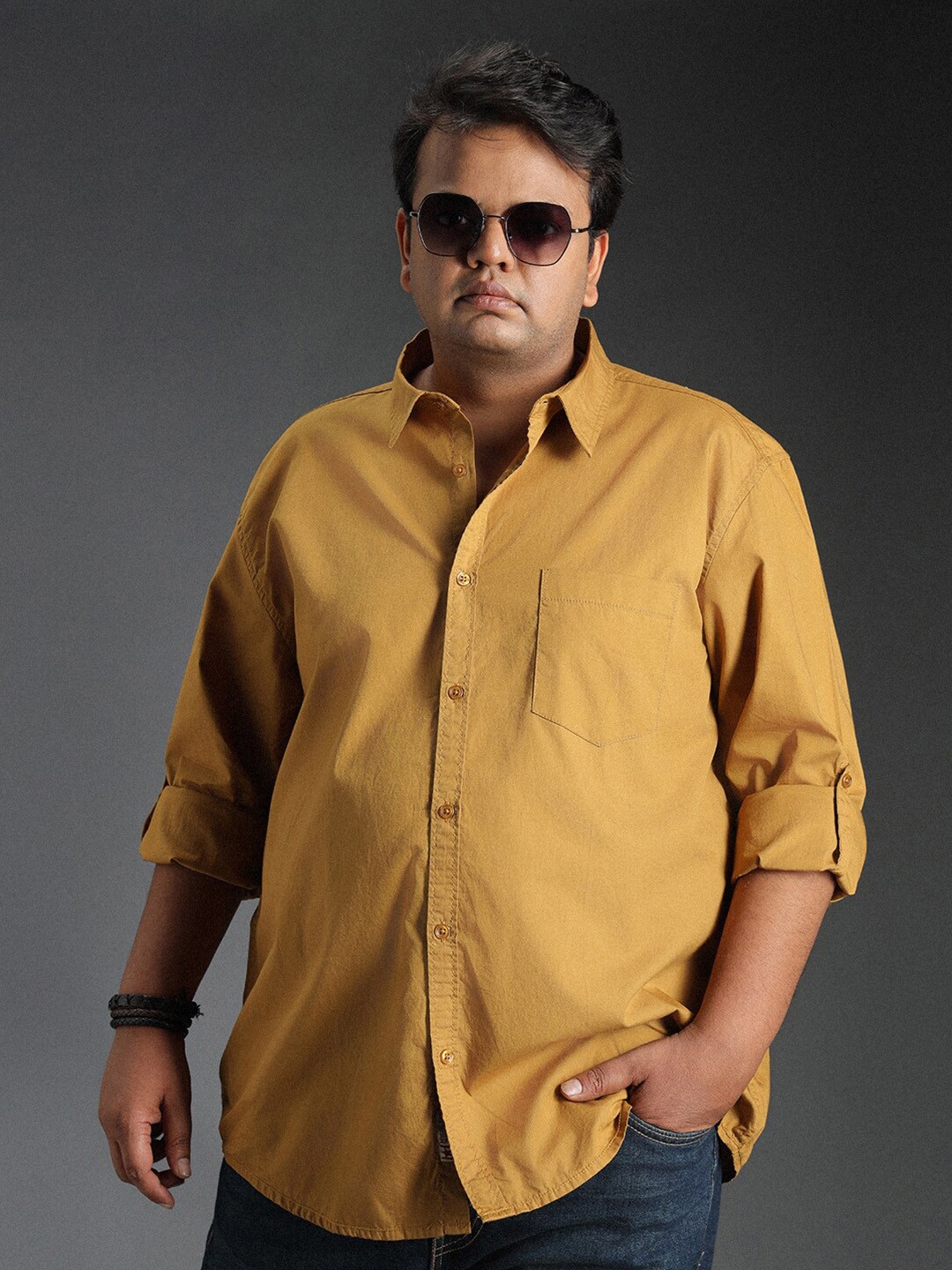 

Freeform by High Star Classic Spread Collar Cotton Casual Shirt, Khaki