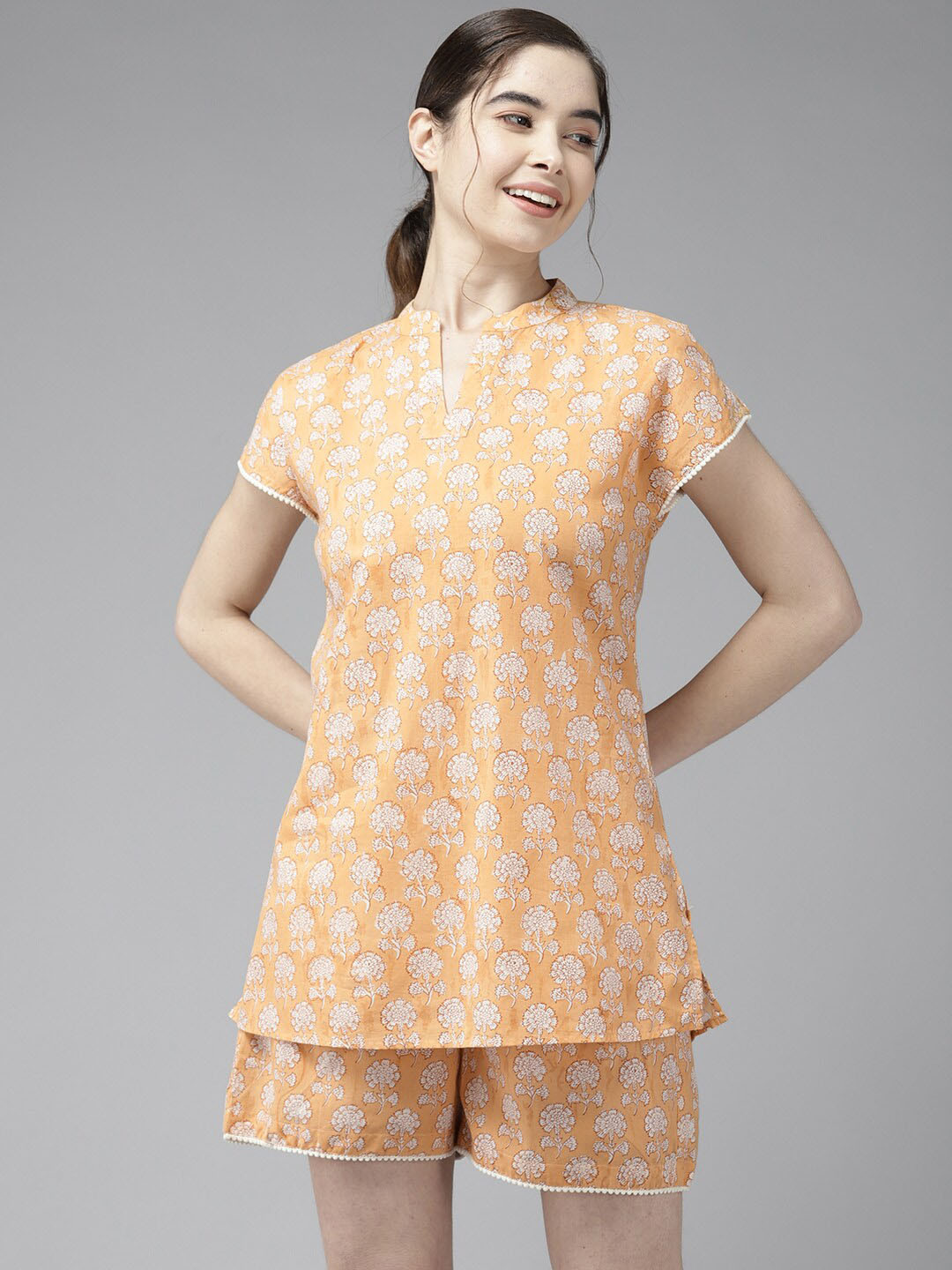 

Prakrti Peach Coloured Printed Pure Cotton Night suit