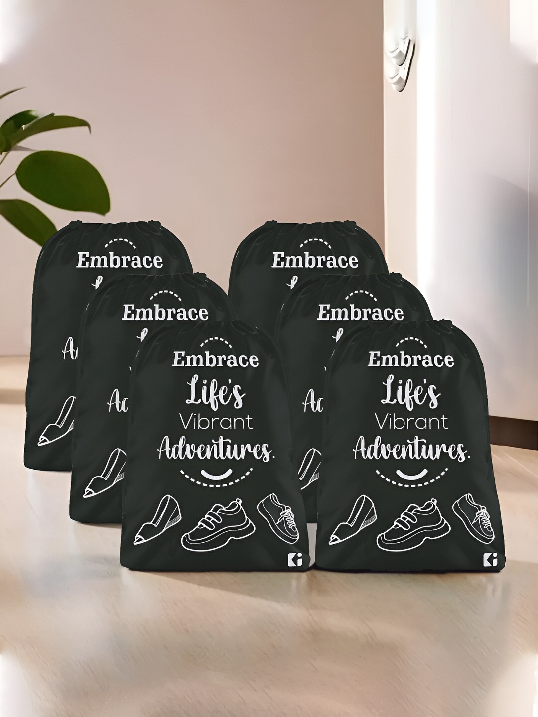 

Kuber Industries Black 6 Pieces Regular Travel Storage Shoe Organisers