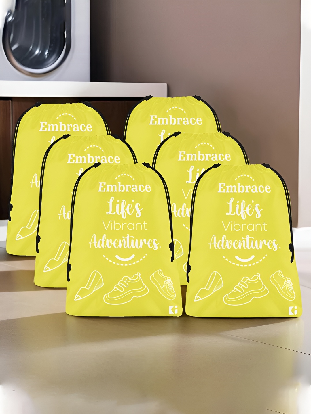 

Kuber Industries Yellow and White 6 Pieces Regular Travel Storage Shoe Organisers
