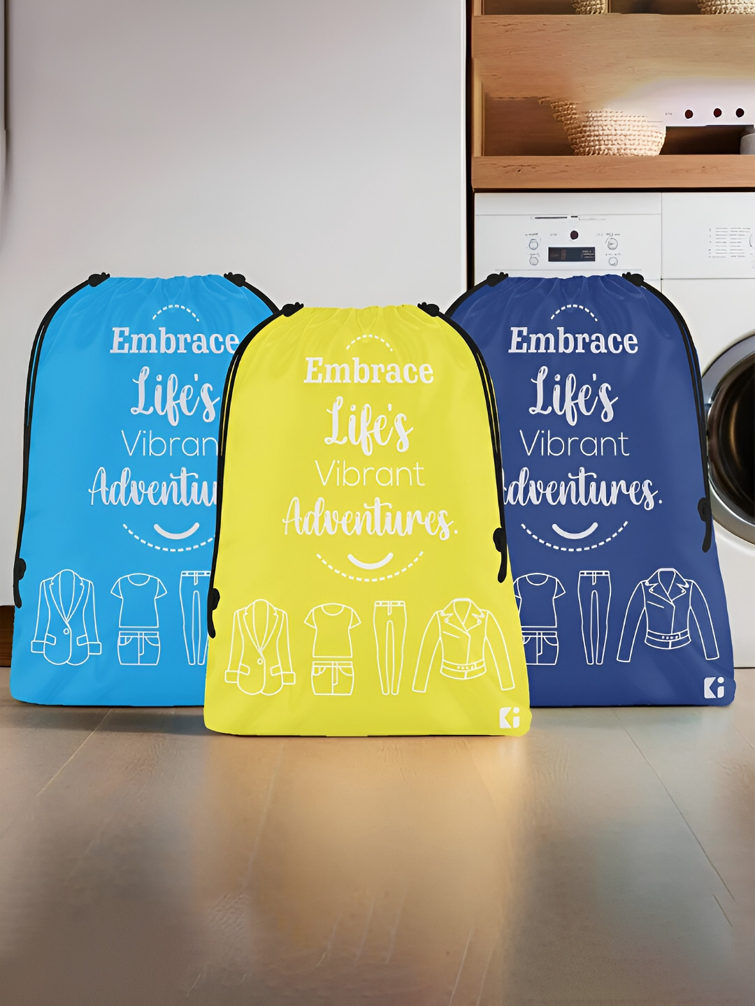 

Kuber Industries Blue and Fluorescent Green 3 Pieces Travel-Clothing Organisers