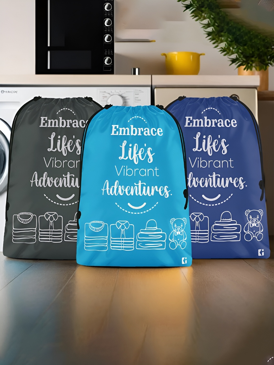 

Kuber Industries Blue and Black 3 Pieces Regular Travel-Clothing Bag Organisers