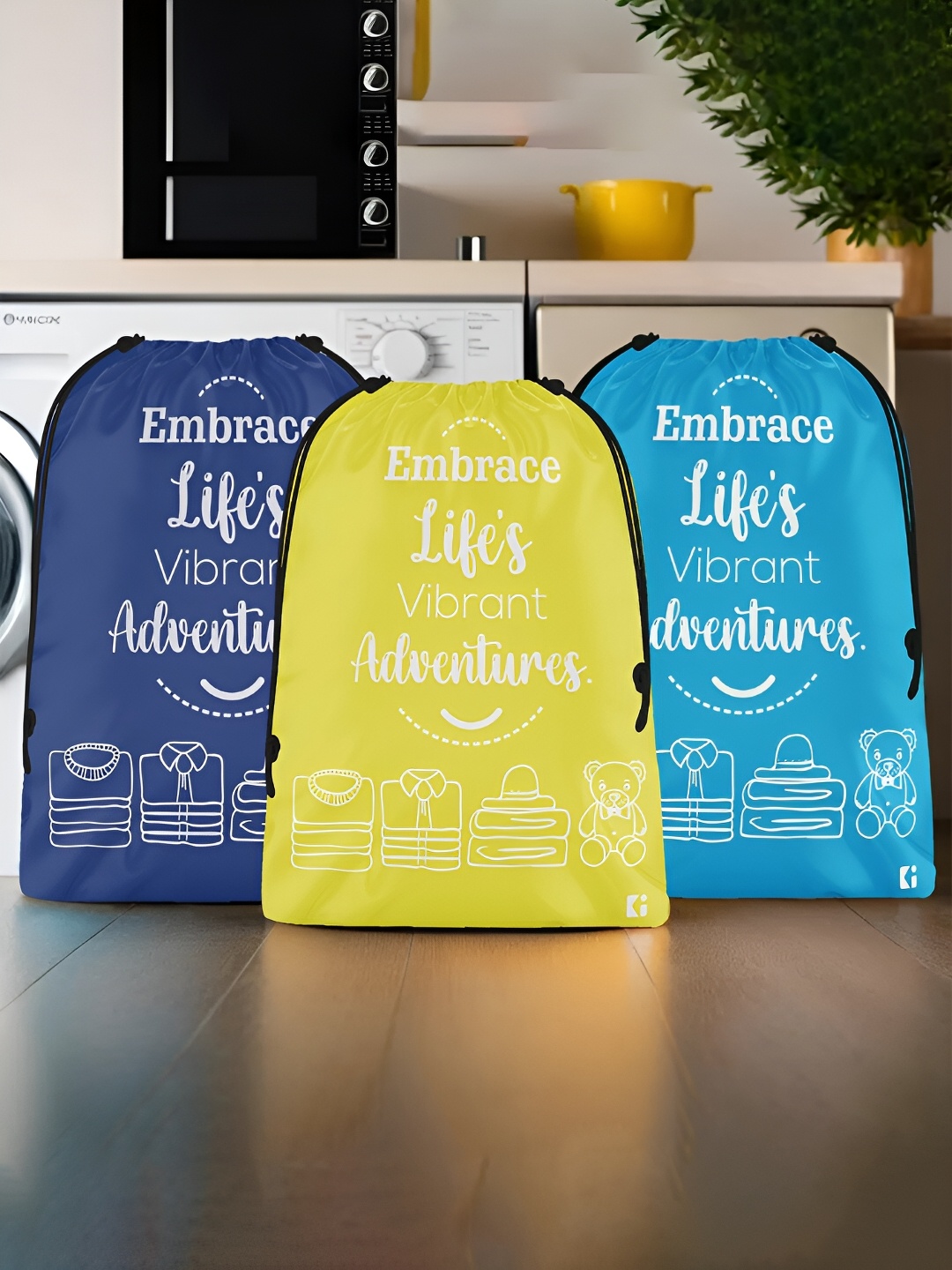 

Kuber Industries Yellow and Blue 3 Pieces Regular Travel-Clothing Organiser