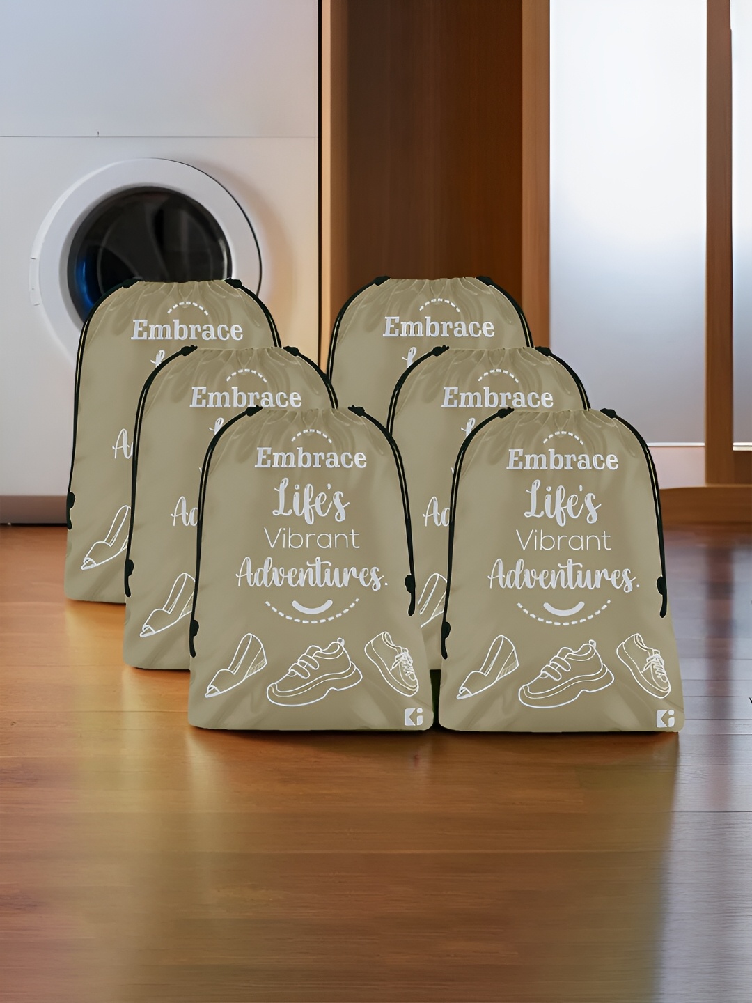 

Kuber Industries Brown and Black 6 Pieces Regular Travel Storage Shoe Organisers