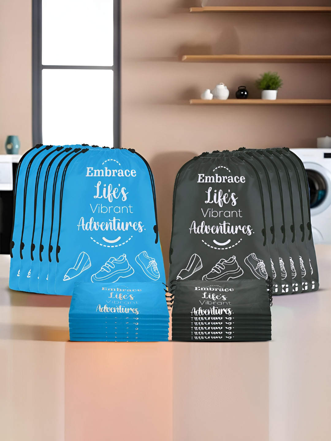 

Kuber Industries Blue and Grey 24 Pieces Regular Shoe Organisers