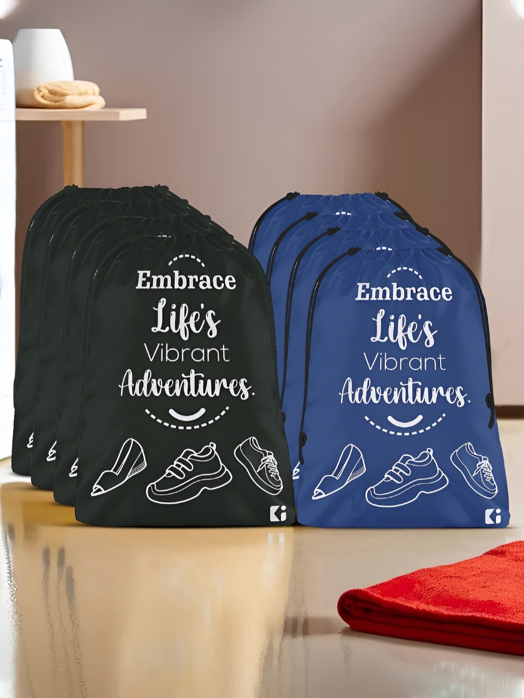 

Kuber Industries Navy Blue & Black 8 Pieces Printed Multi-Utility Organisers