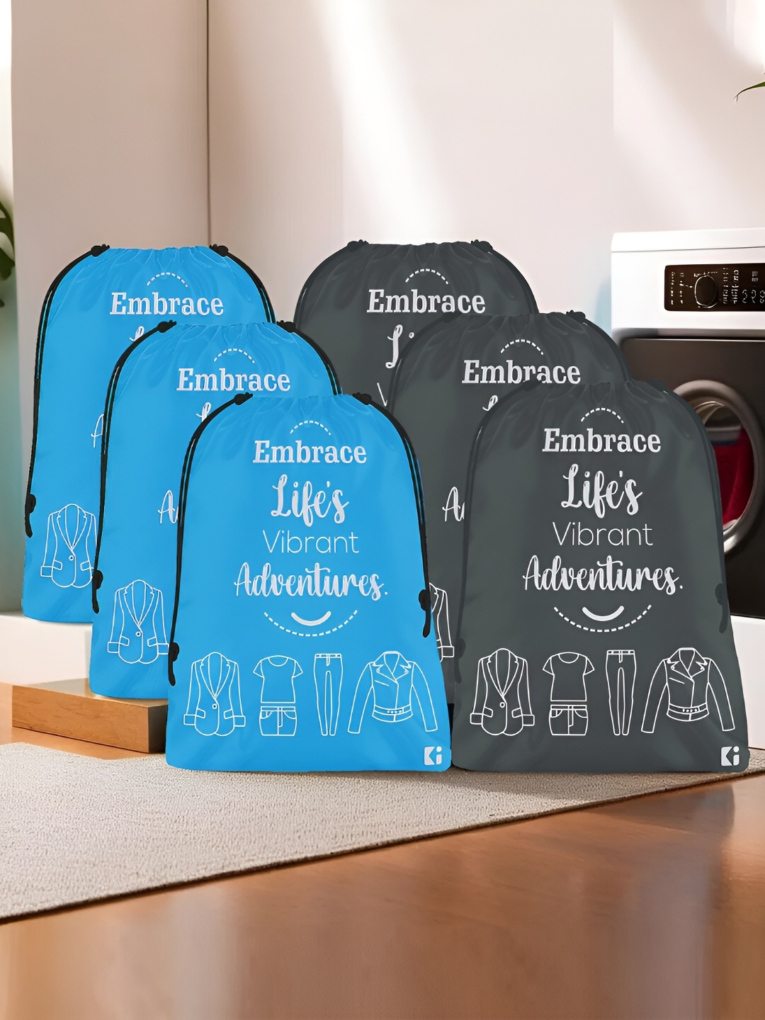 

Kuber Industries Blue & Grey 6 Pieces Printed Multi-Utility Organisers