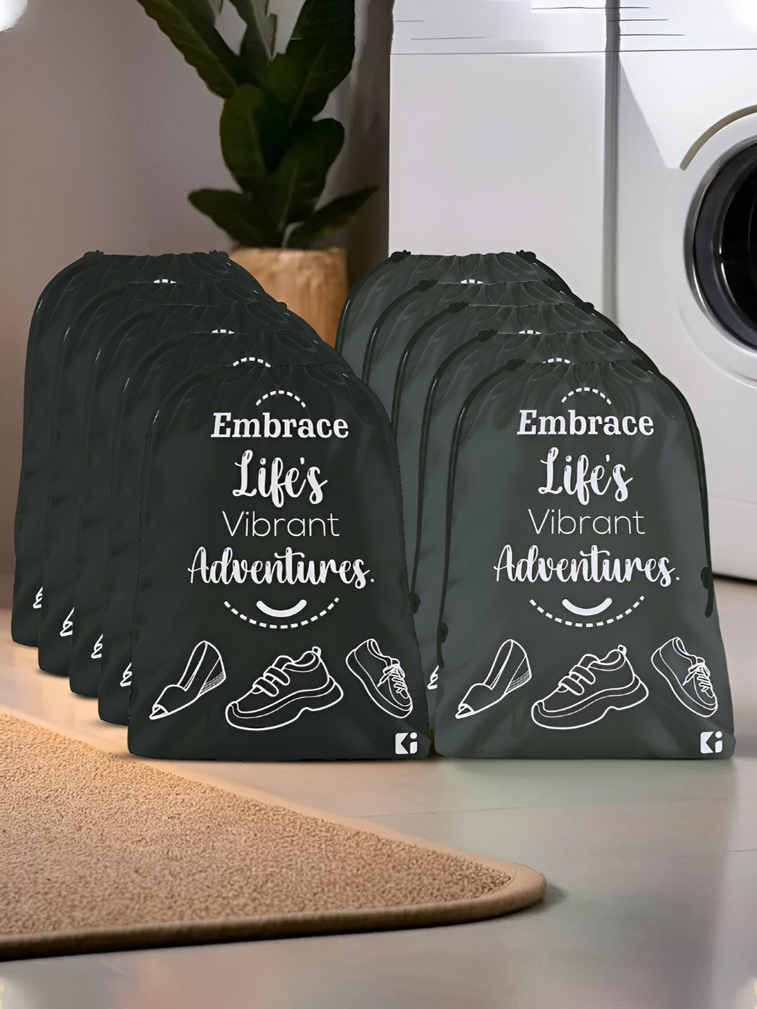 

Kuber Industries Grey & Black 10 Pieces Printed Multi-Utility Organisers