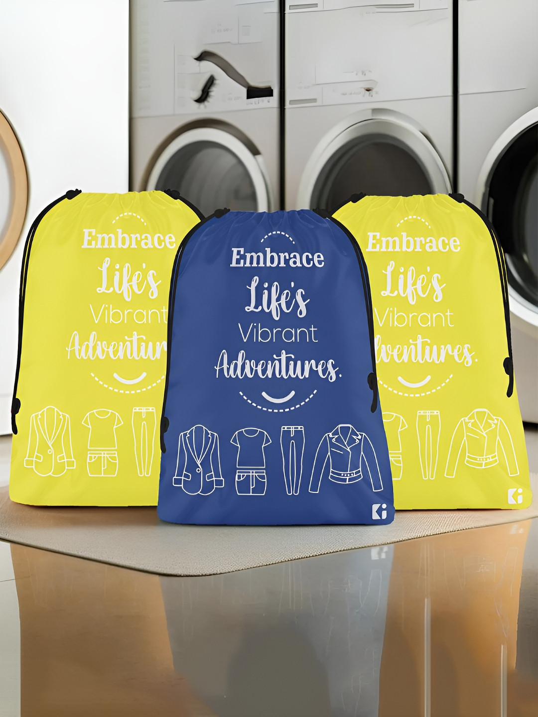 

Kuber Industries Yellow & Navy Blue 3 Pieces Printed Multi-Utility Organisers