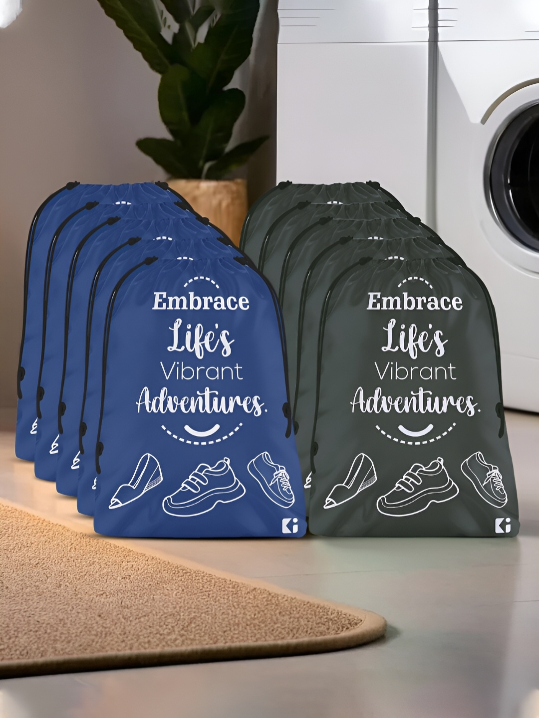 

Kuber Industries Grey & Navy Blue10 Pieces Printed Multi-Utility Organisers