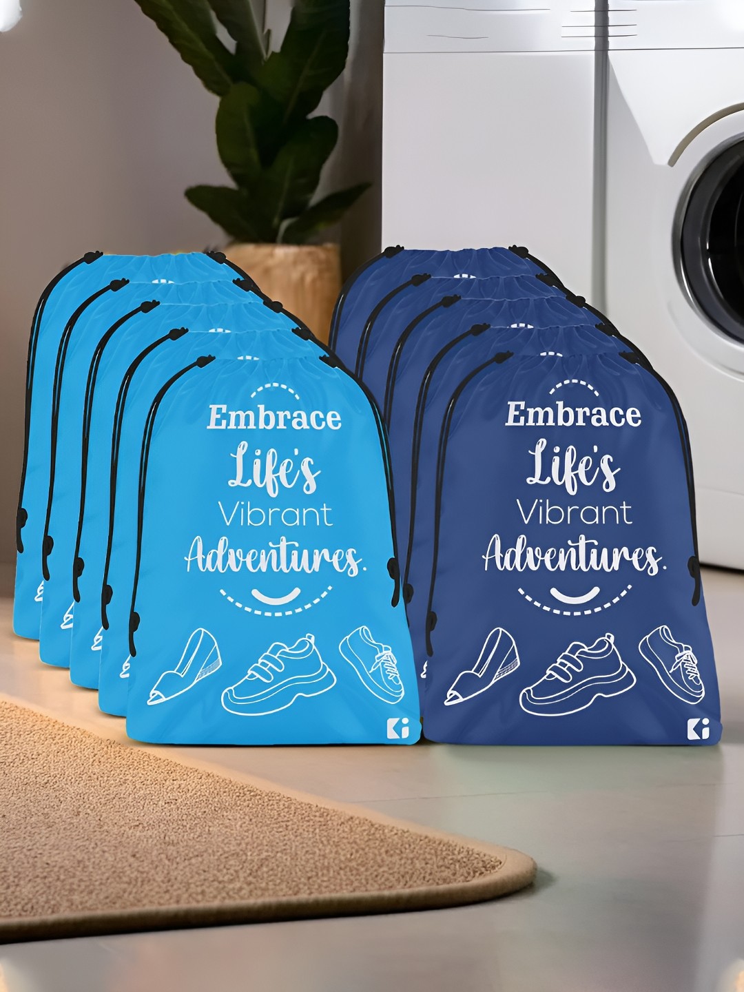 

Kuber Industries Blue & White 10 Pieces Printed Multi-Utility Organisers