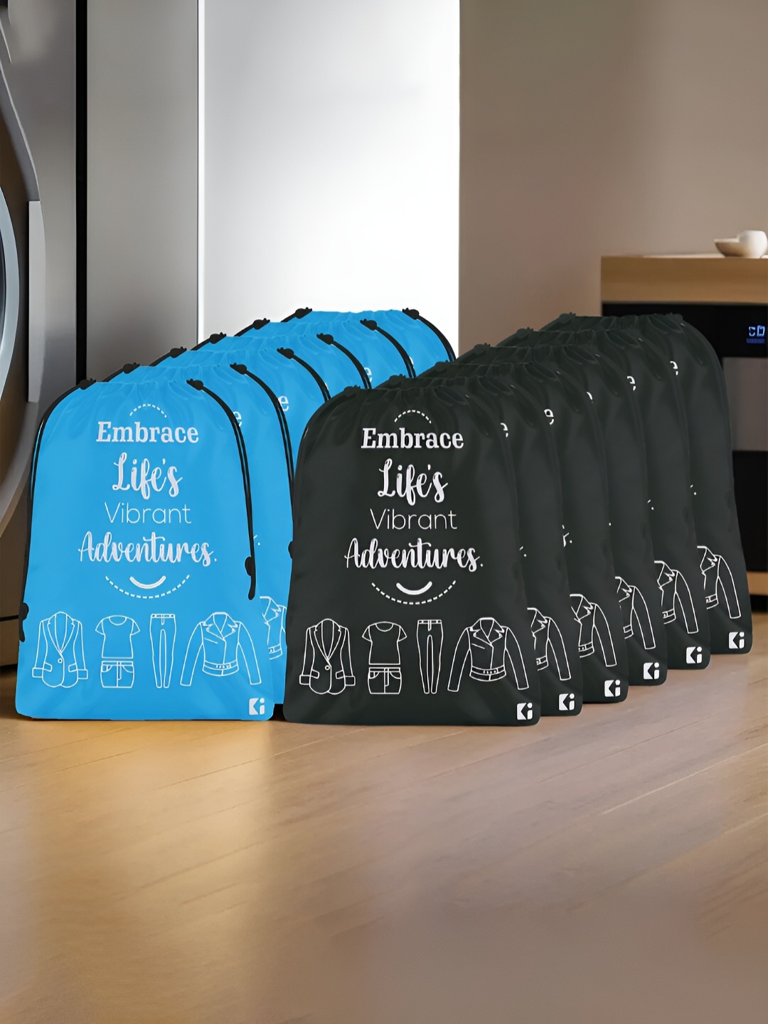 

Kuber Industries Blue & Black 12 Pieces Printed Multi-Utility Organisers