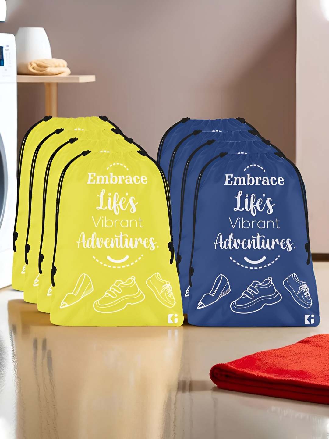 

Kuber Industries Yellow & Navy Blue 8 Pieces Printed Multi-Utility Organisers