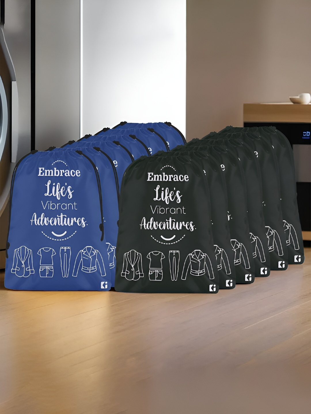 

Kuber Industries Black & Navy Blue 12 Pieces Printed Multi-Utility Organisers