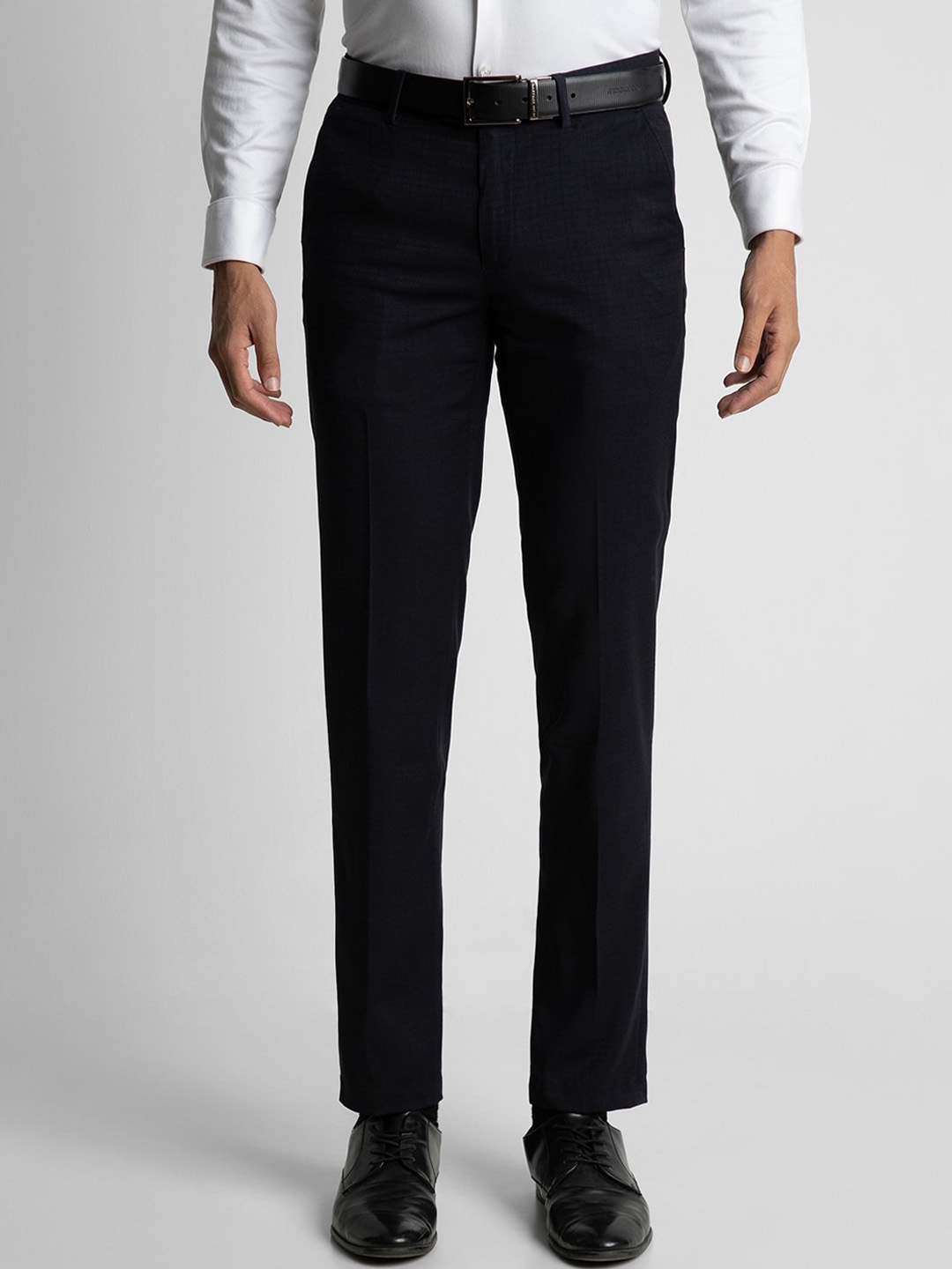 

Peter England Elite Men Slim Fit Mid-Rise Formal Trousers, Navy blue