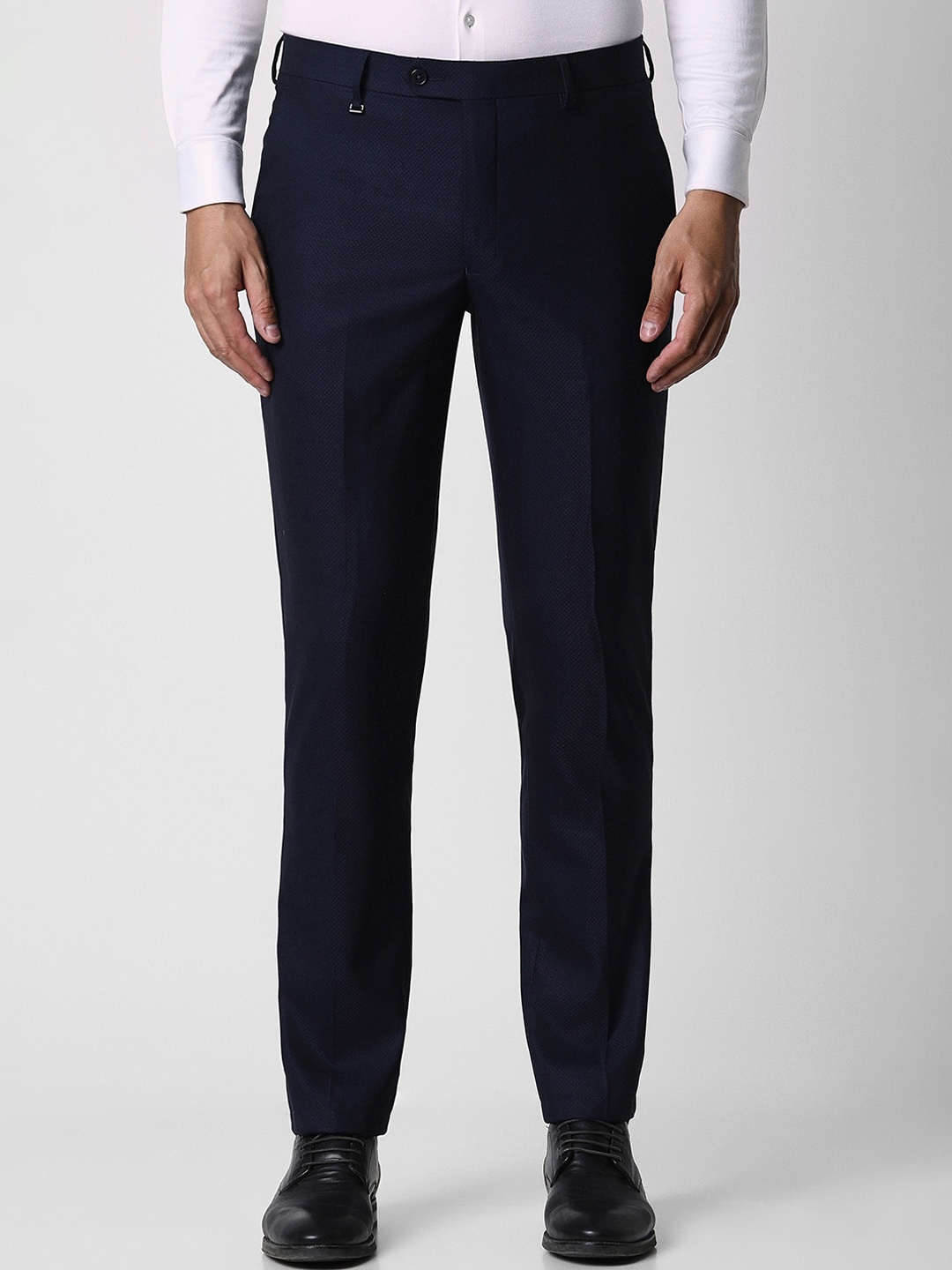 

Van Heusen Men Slim Fit Cotton Formal Trousers, Navy blue