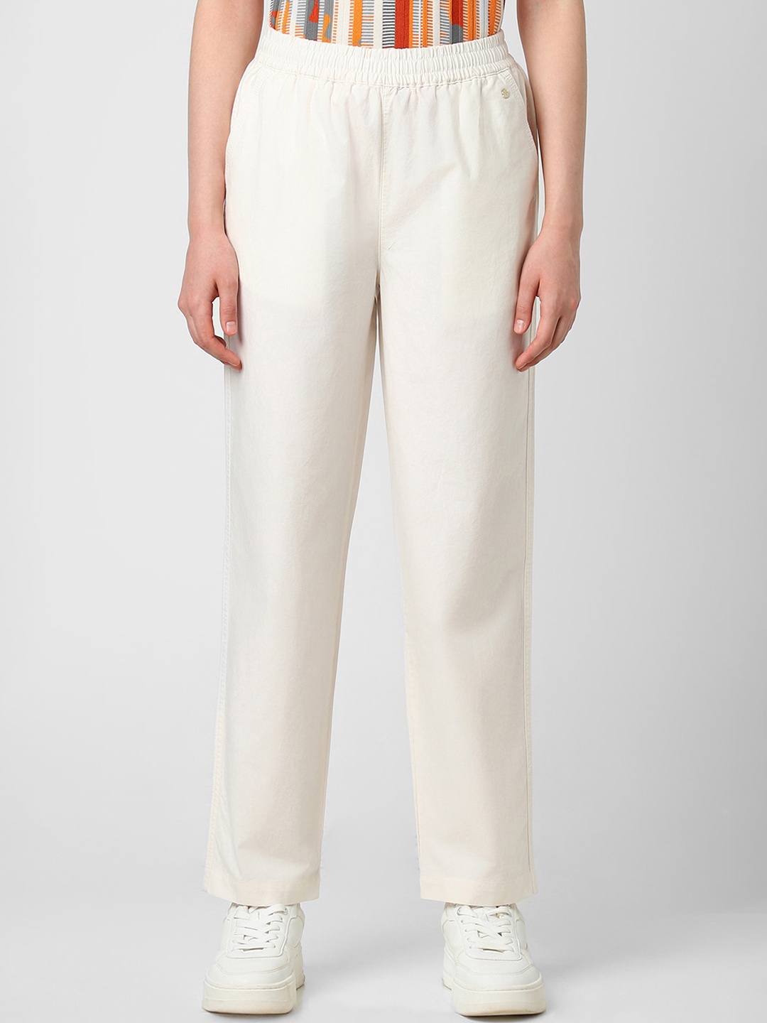 

Van Heusen Woman Women Mid Rise Pure Cotton Regular Trousers, White