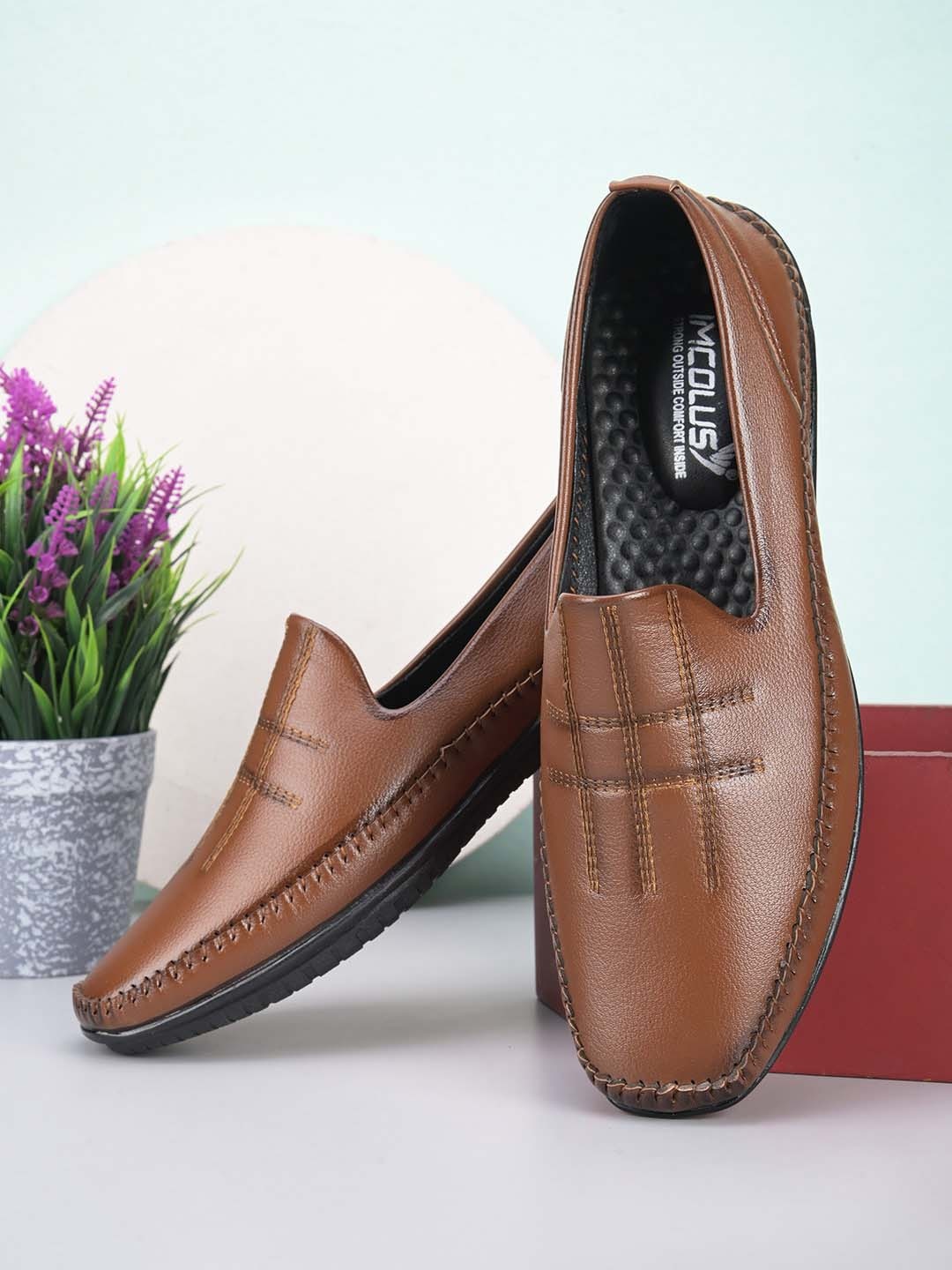 

IMCOLUS Men Textured Slip On Sneakers, Tan
