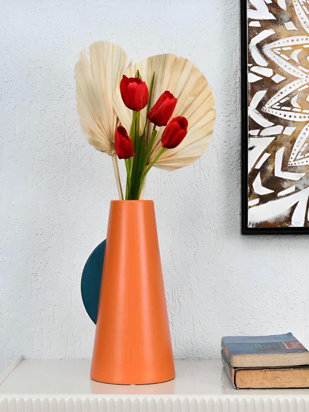 

Athome by Nilkamal Orange Cone Shape Tabletop Vase