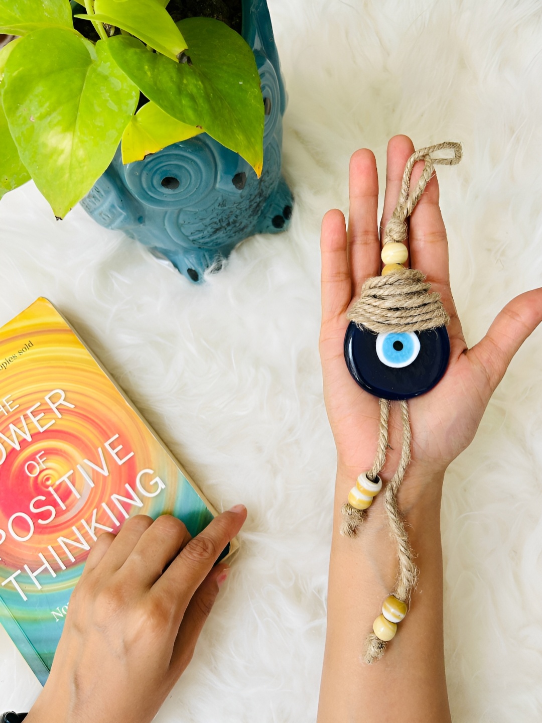 

JASMEY HOMES Blue & Beige Evil Eye Wall Hanging Ornament